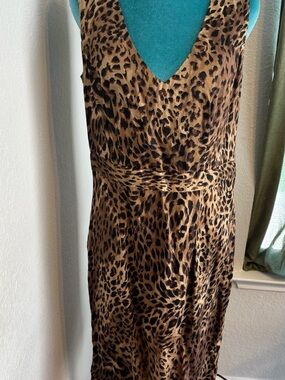 Yaly Couture Leopard Print Slip Dress - V-Neck 100% Cotton